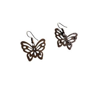 Bronze Cutout Metal Butterfly Drop Earrings